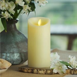 Luminara REAL FLAME Effect Pillar Candle Vanilla Scent Flameless Ivory 3.5 x 7